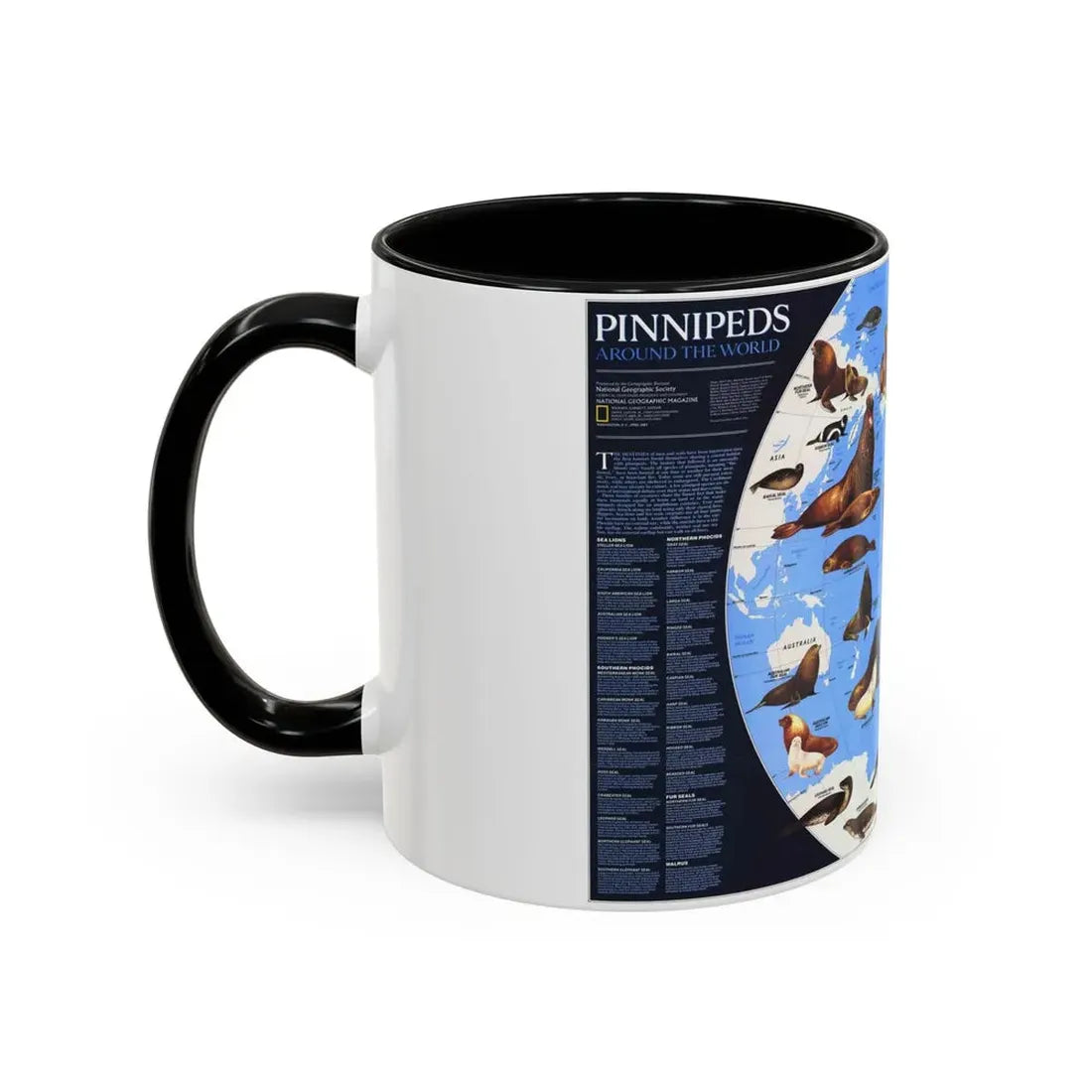 Pinnipeds Around the World (1987) (Map) Accent Coffee Mug - Go Mug Yourself