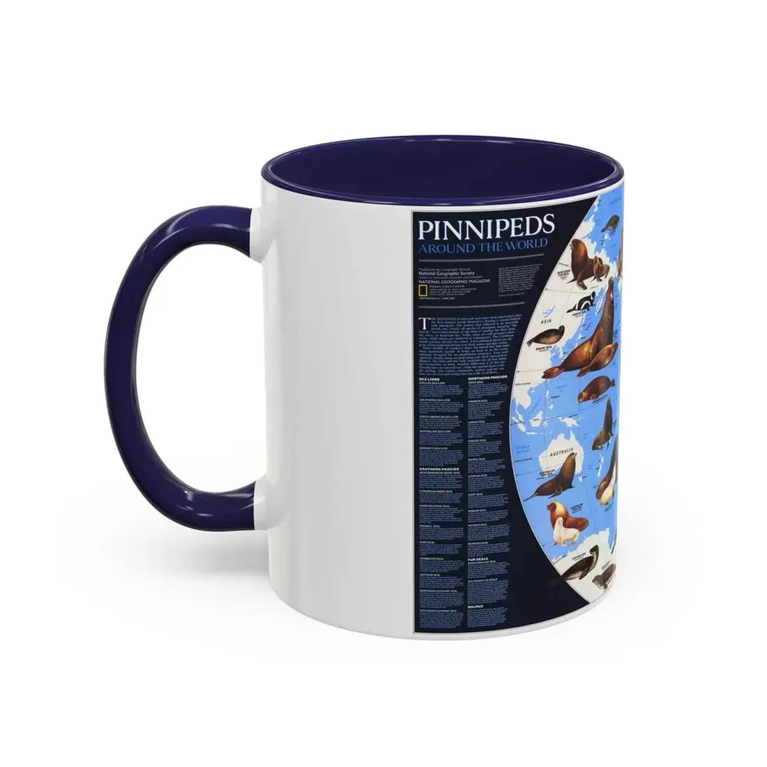 Pinnipeds Around the World (1987) (Map) Accent Coffee Mug - Go Mug Yourself