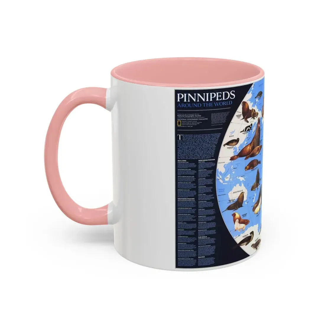 Pinnipeds Around the World (1987) (Map) Accent Coffee Mug - Go Mug Yourself