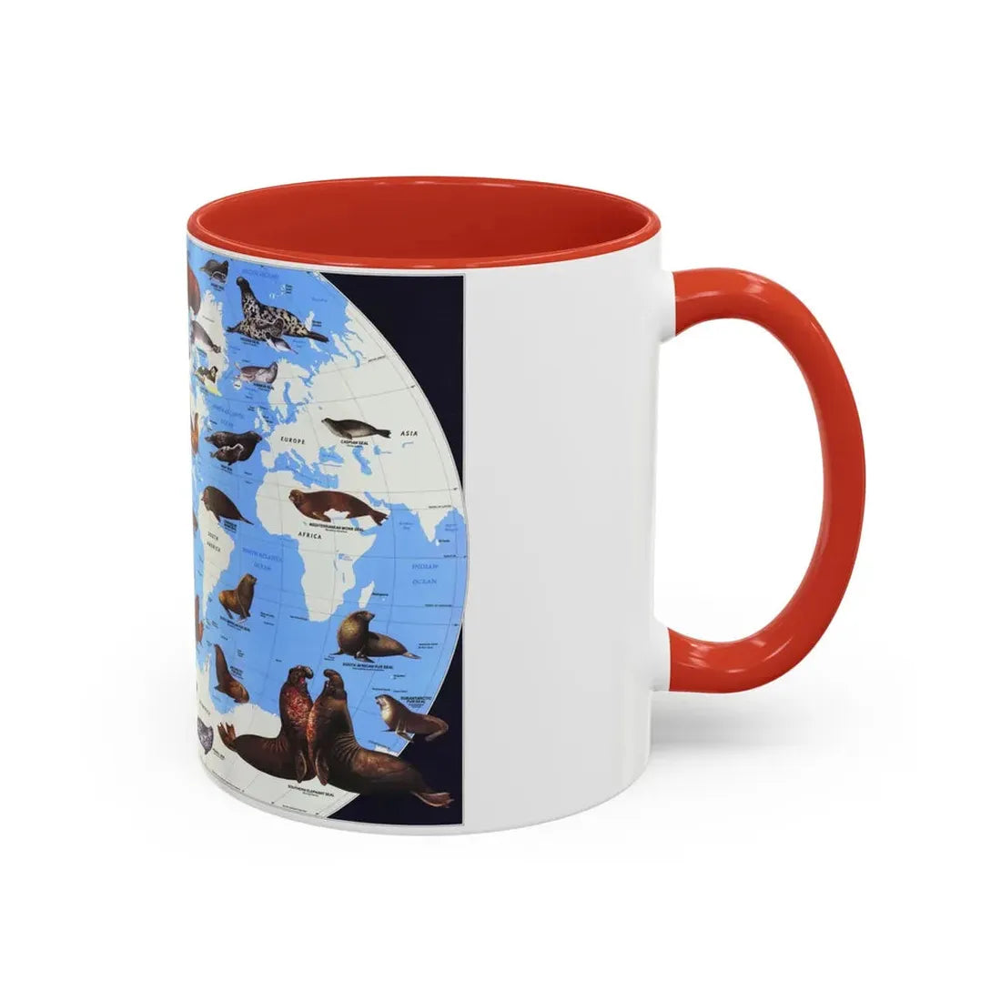 Pinnipeds Around the World (1987) (Map) Accent Coffee Mug - Go Mug Yourself