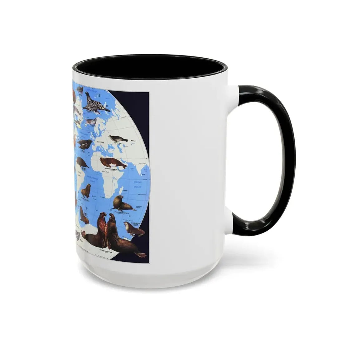 Pinnipeds Around the World (1987) (Map) Accent Coffee Mug - Go Mug Yourself