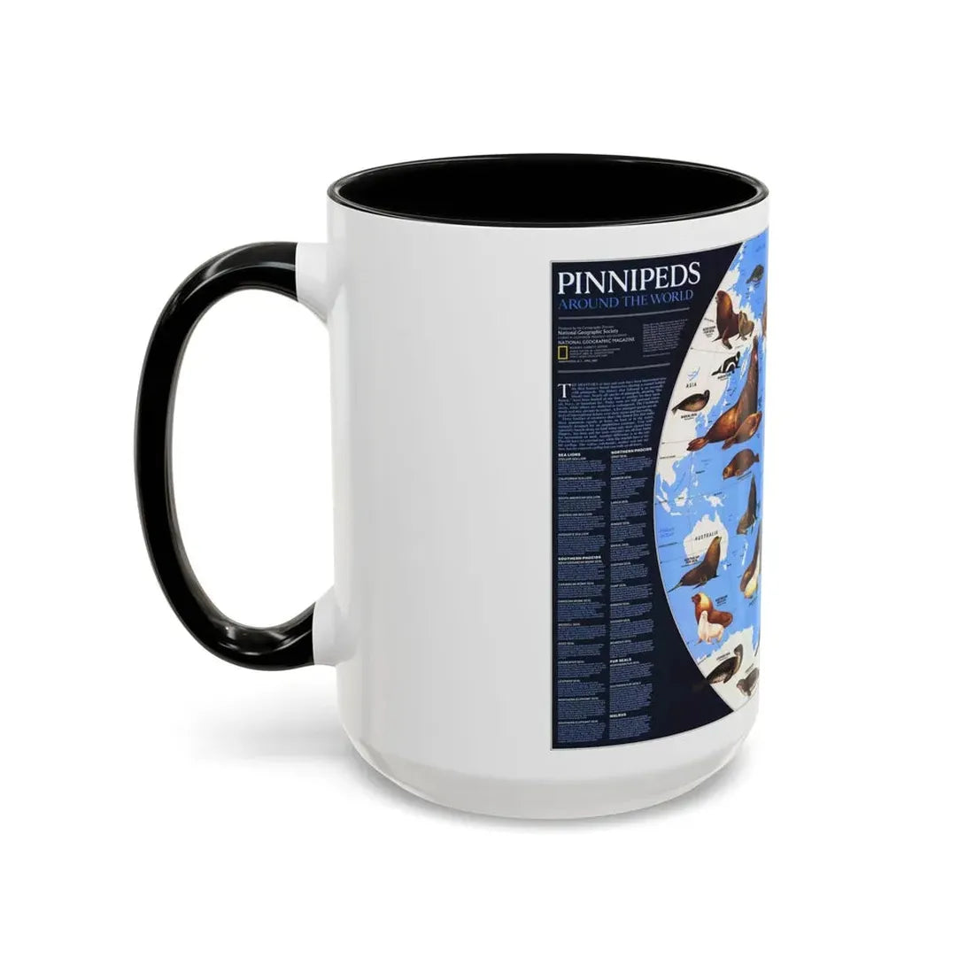 Pinnipeds Around the World (1987) (Map) Accent Coffee Mug - Go Mug Yourself