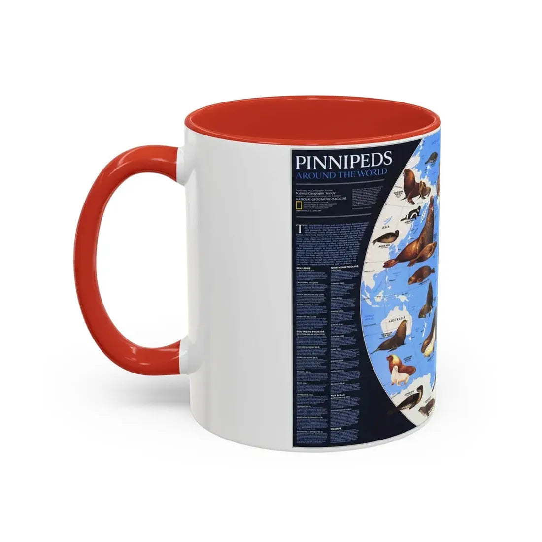 Pinnipeds Around the World (1987) (Map) Accent Coffee Mug - Go Mug Yourself