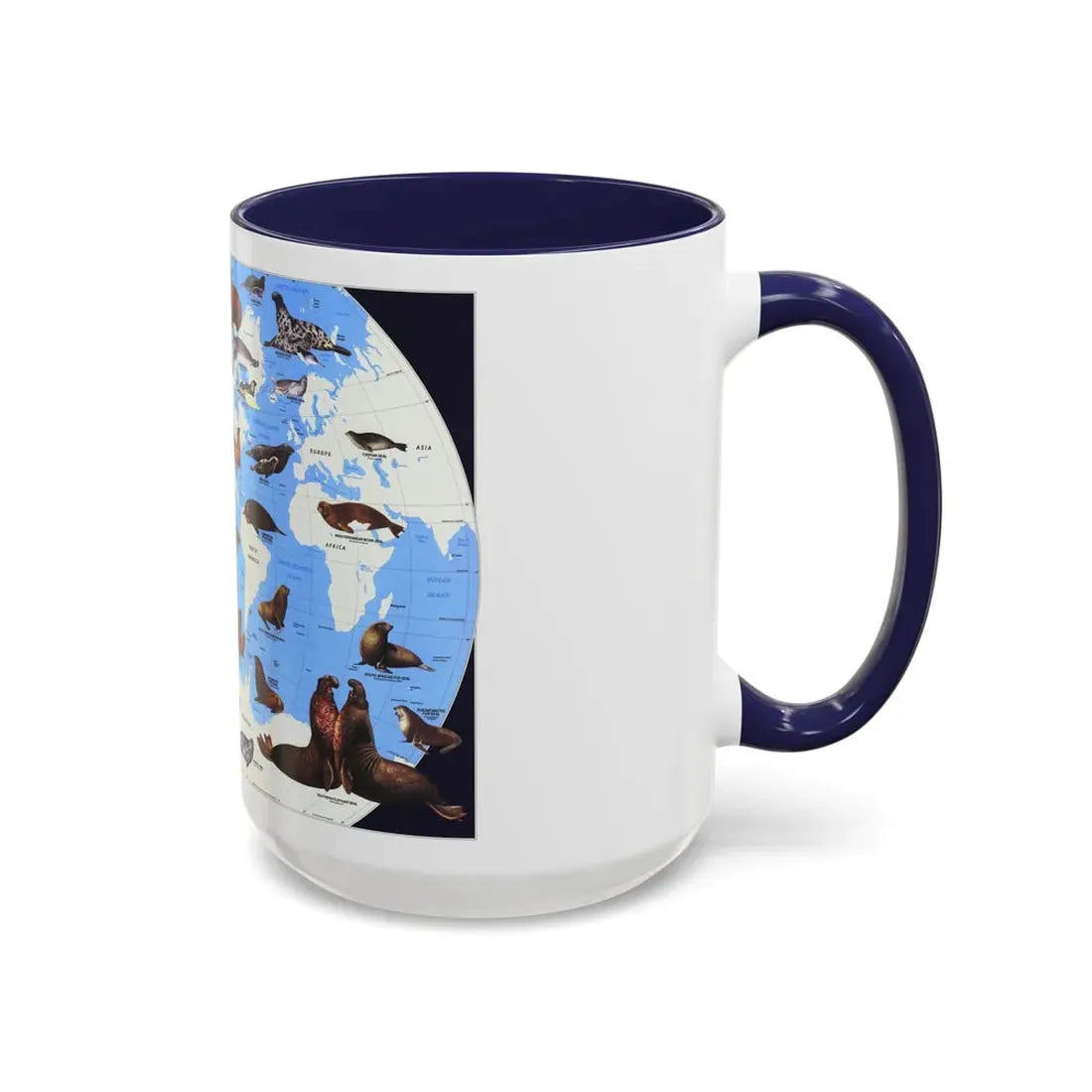 Pinnipeds Around the World (1987) (Map) Accent Coffee Mug - Go Mug Yourself