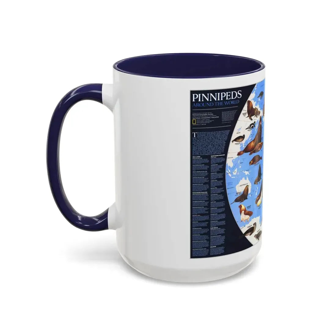 Pinnipeds Around the World (1987) (Map) Accent Coffee Mug - Go Mug Yourself