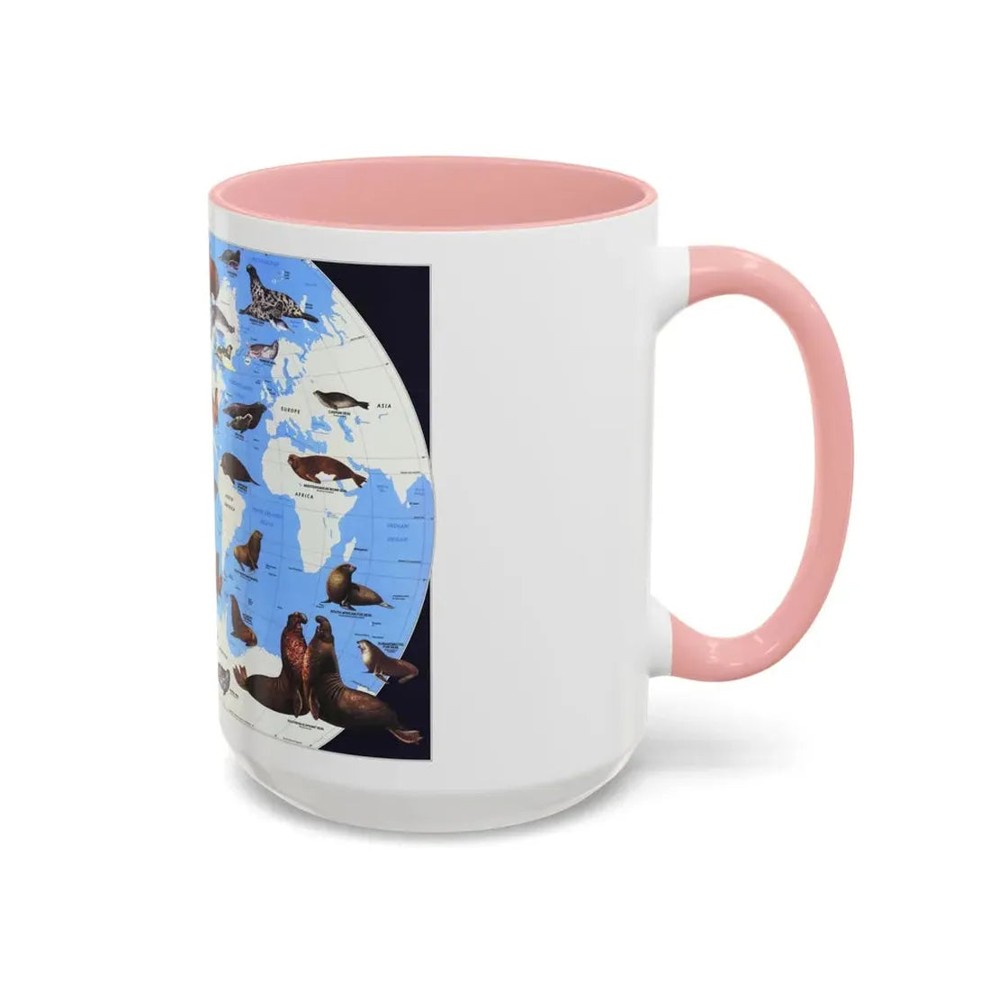 Pinnipeds Around the World (1987) (Map) Accent Coffee Mug - Go Mug Yourself