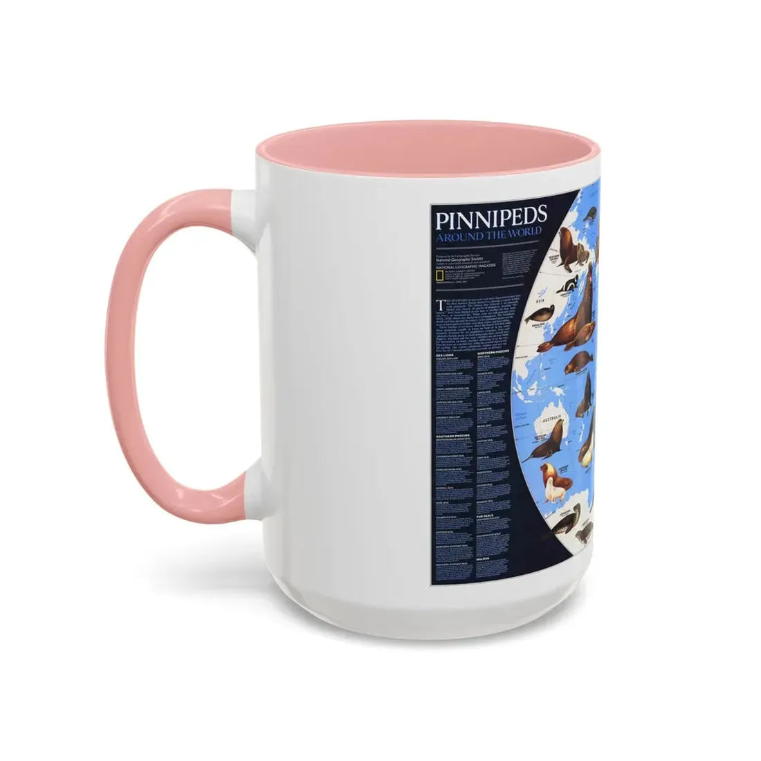 Pinnipeds Around the World (1987) (Map) Accent Coffee Mug - Go Mug Yourself