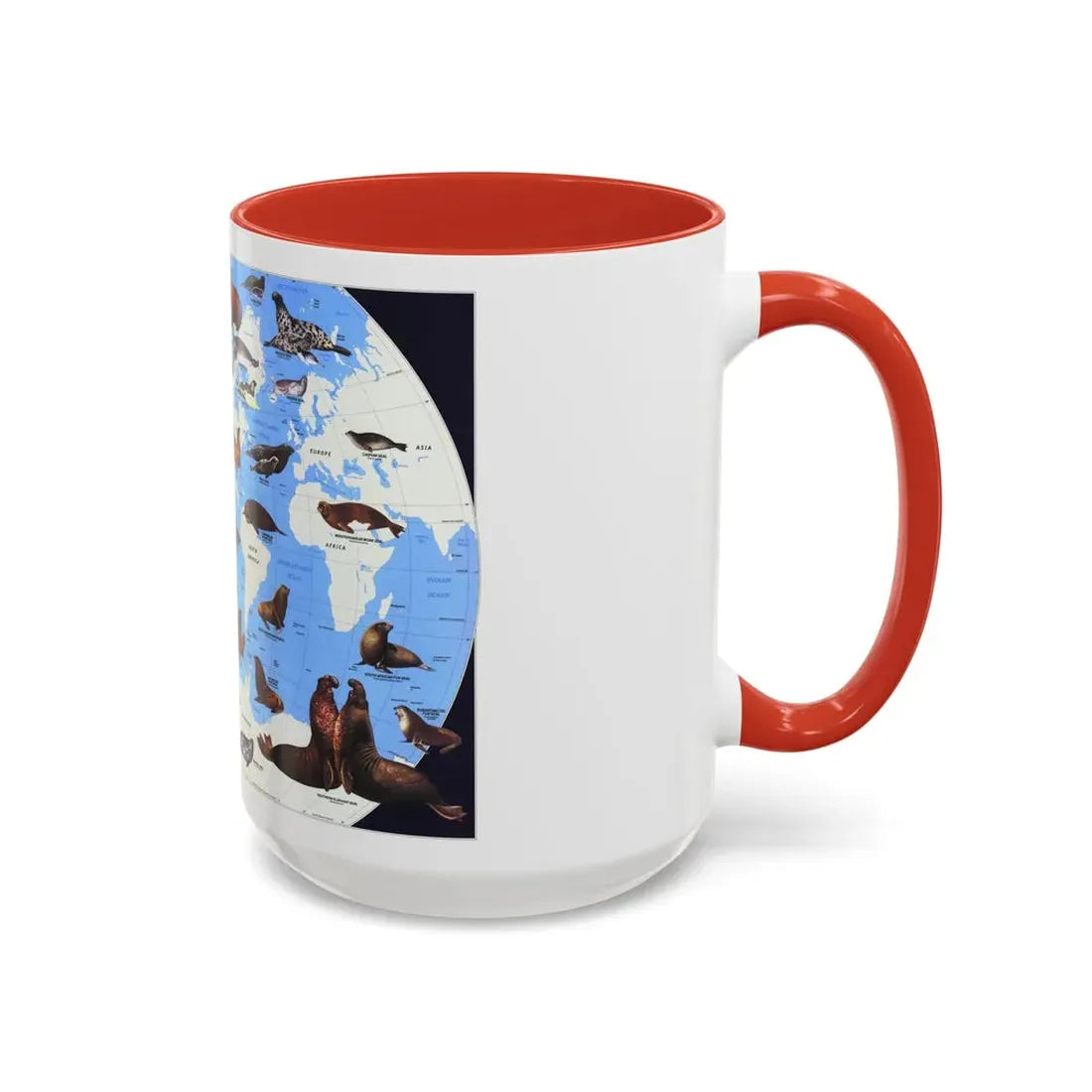 Pinnipeds Around the World (1987) (Map) Accent Coffee Mug - Go Mug Yourself