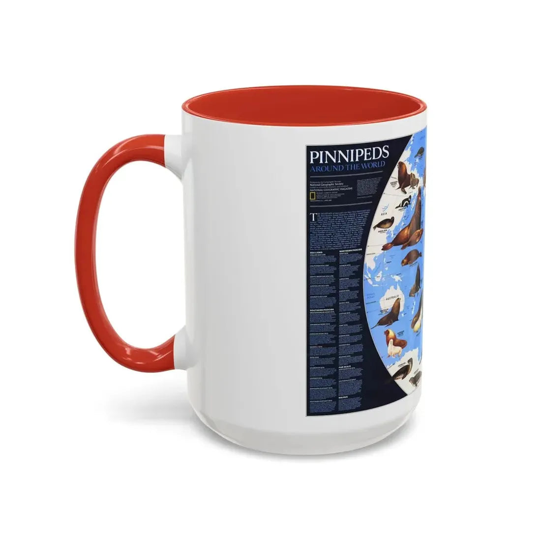 Pinnipeds Around the World (1987) (Map) Accent Coffee Mug - Go Mug Yourself