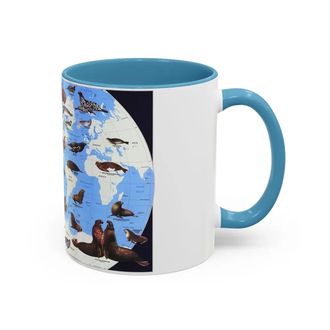 Pinnipeds Around the World (1987) (Map) Accent Coffee Mug - Go Mug Yourself