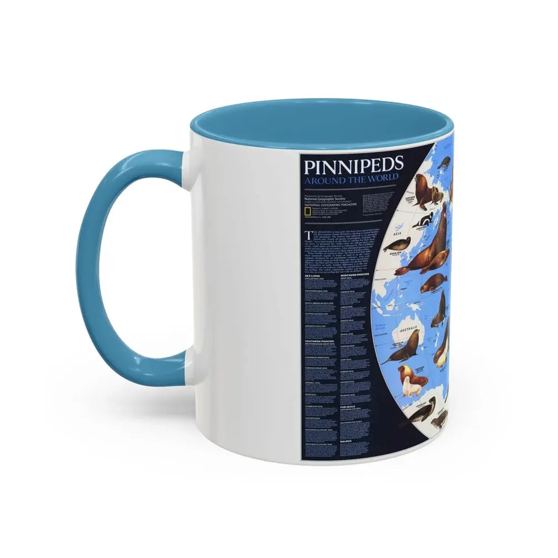 Pinnipeds Around the World (1987) (Map) Accent Coffee Mug - Go Mug Yourself