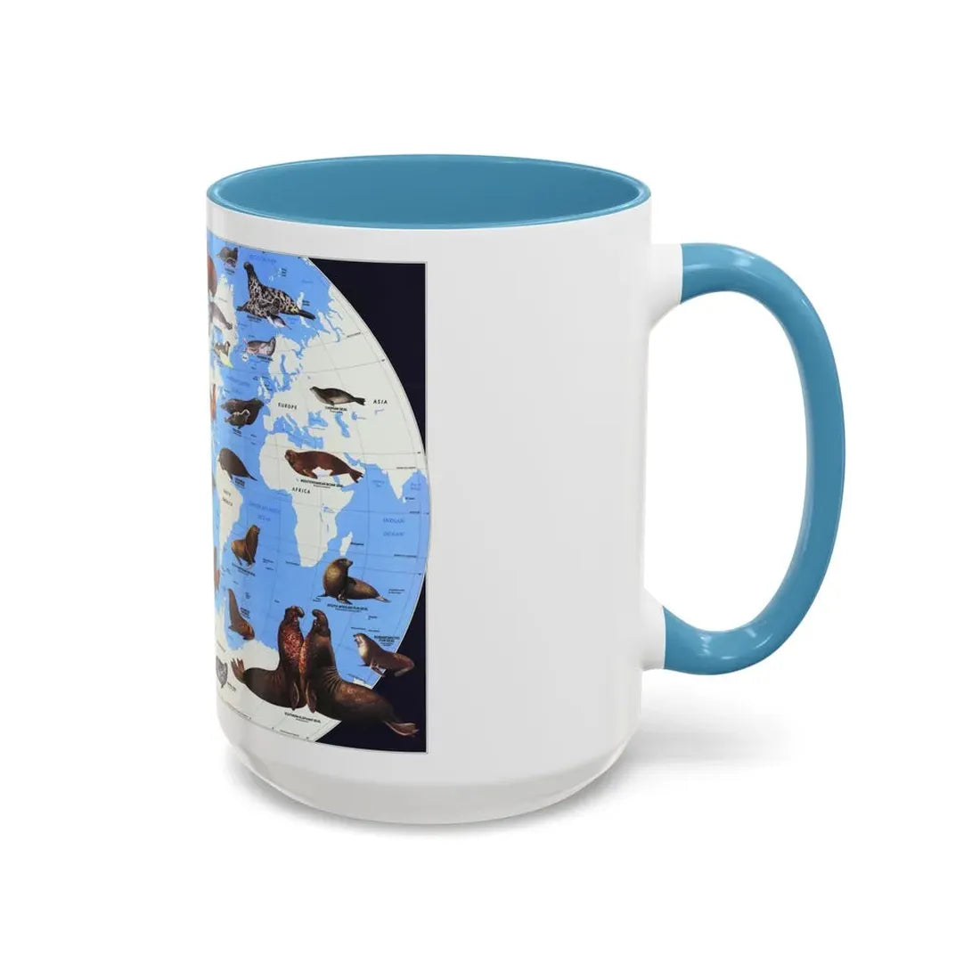 Pinnipeds Around the World (1987) (Map) Accent Coffee Mug - Go Mug Yourself