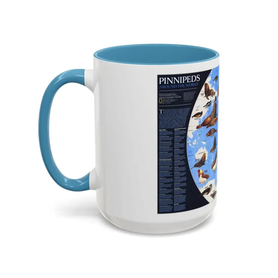 Pinnipeds Around the World (1987) (Map) Accent Coffee Mug - Go Mug Yourself