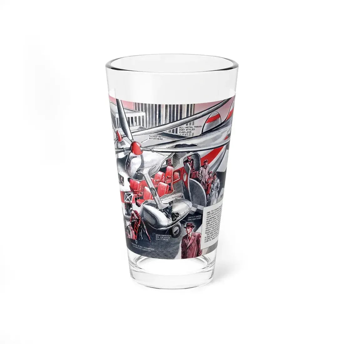 Pinwheel bus, 1947 (Magazine Illustration) Pint Glass 16oz 16oz - Go Mug Yourself