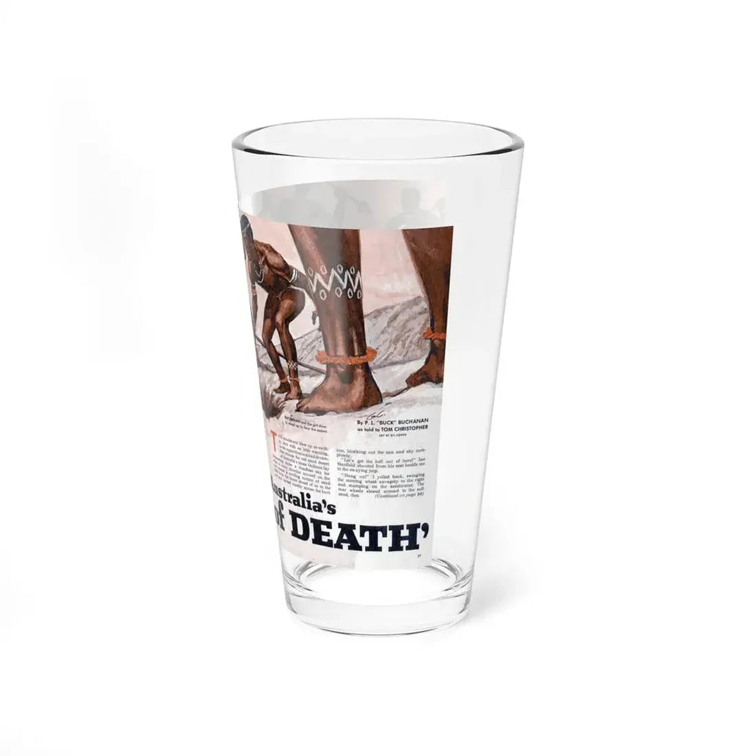 Plain of Death, Male magazine, June 1970 (Magazine Illustration) Pint Glass 16oz - Go Mug Yourself