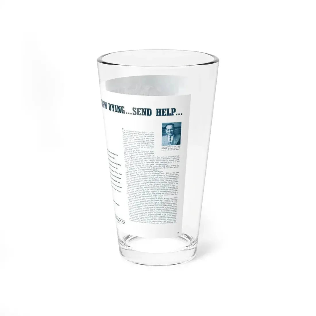 Plane Down Crew Dying Send Help, For Men Only, May 1960 (Magazine Illustration) Pint Glass 16oz - Go Mug Yourself