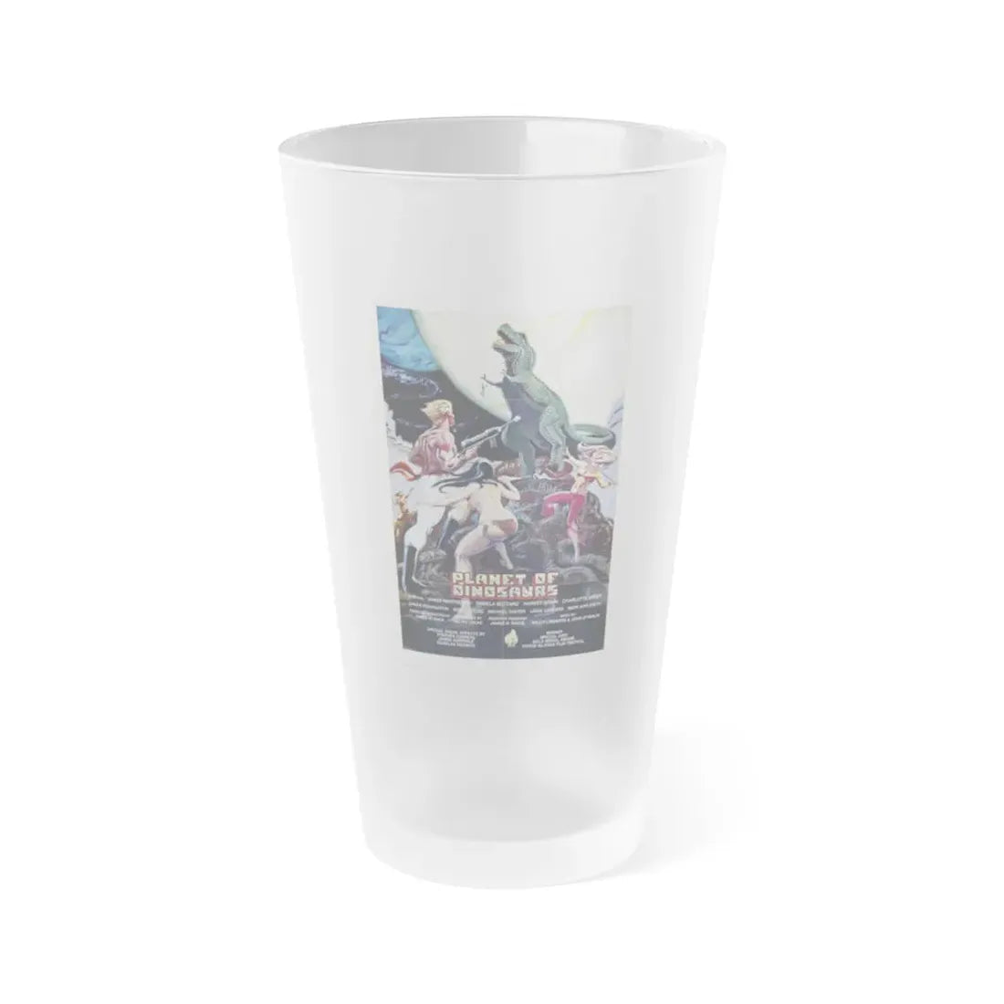 PLANET OF DINOSAURS 1977 Movie Poster - Frosted Pint Glass 16oz 16oz Frosted - Go Mug Yourself