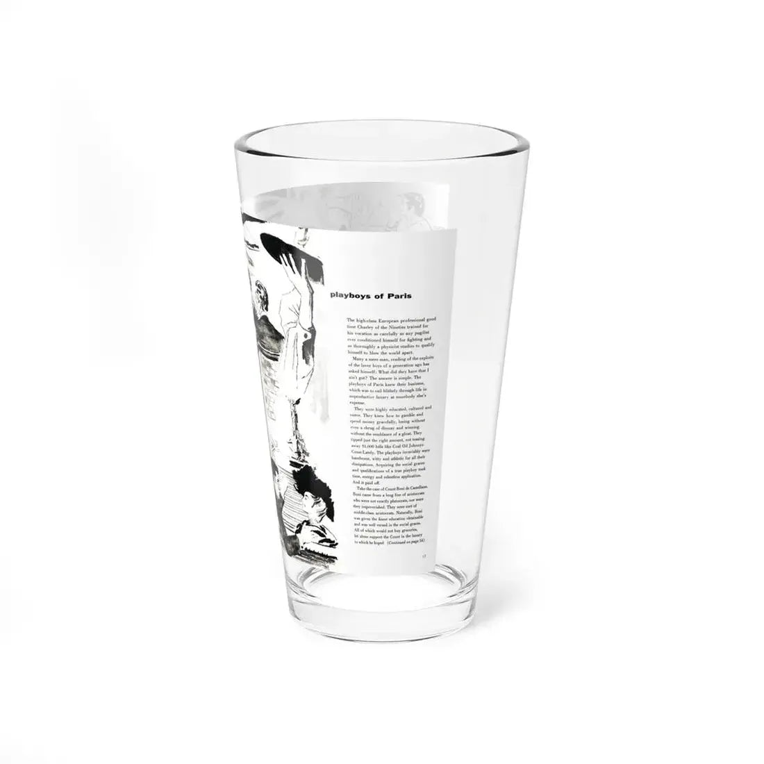 Playboys of Paris (2), Jem magazine, May 1957 (Magazine Illustration) Pint Glass 16oz - Go Mug Yourself
