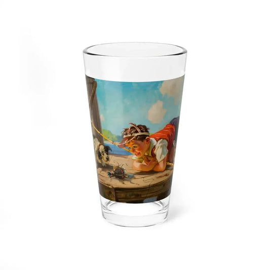 Playing with the Crab (Magazine Illustration) Pint Glass 16oz 16oz - Go Mug Yourself