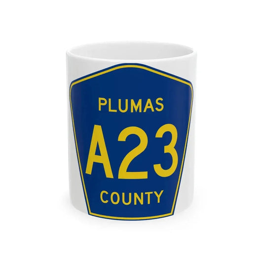 Plumas County A23 (California) (Road Sign) White Coffee Mug 11oz - Go Mug Yourself
