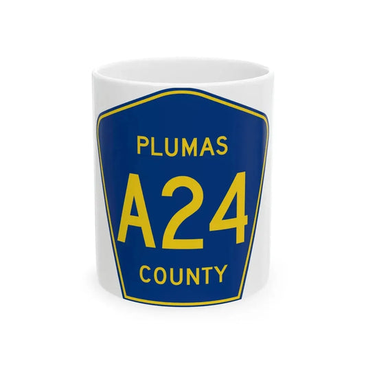 Plumas County A24 (California) (Road Sign) White Coffee Mug 11oz - Go Mug Yourself