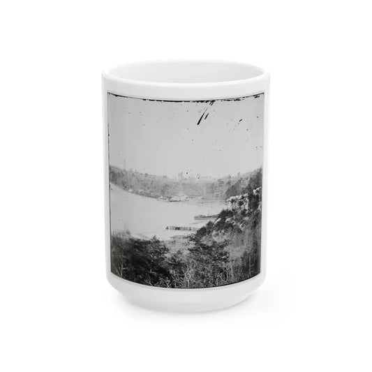 Point Of Rocks, Virginia (Vicinity). View Along River. Butler's Signal Tower In Distance (U.S. Civil War) White Coffee Mug 15oz - Go Mug Yourself