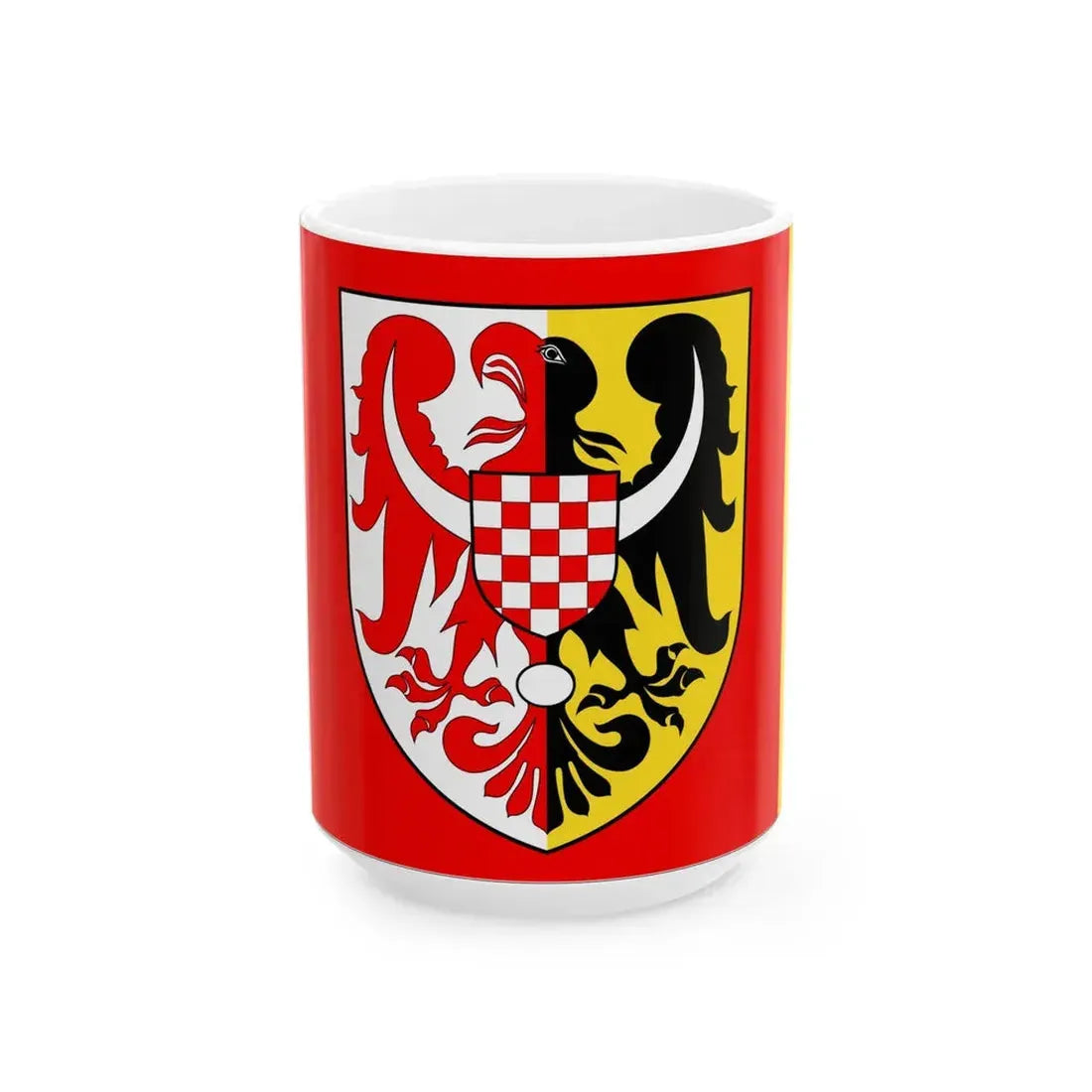 POL powiat jaworski flag alt (Poland) White Coffee Mug 15oz - Go Mug Yourself