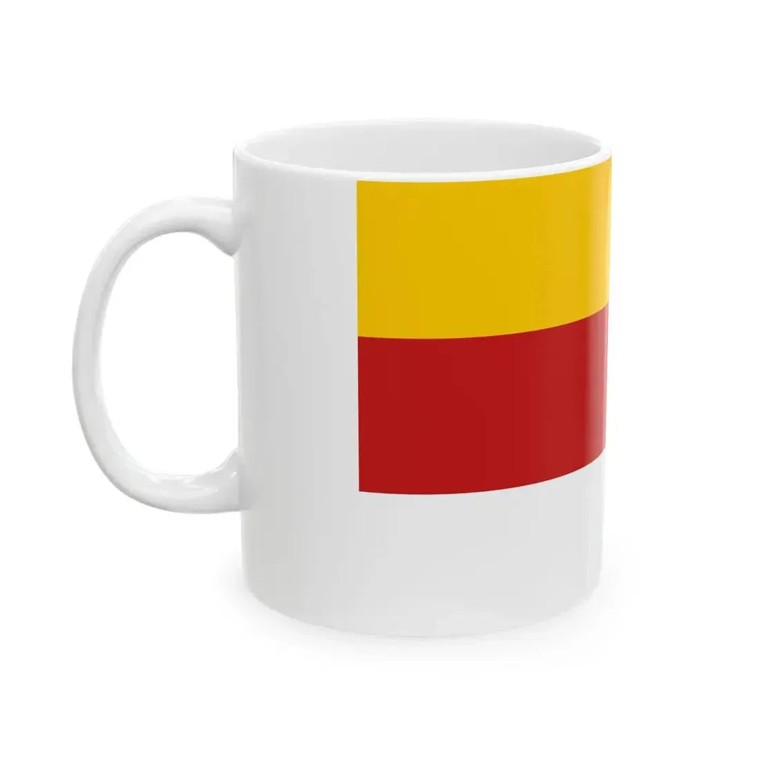 POL powiat kluczborski flag bez herbu (Poland) White Coffee Mug - Go Mug Yourself