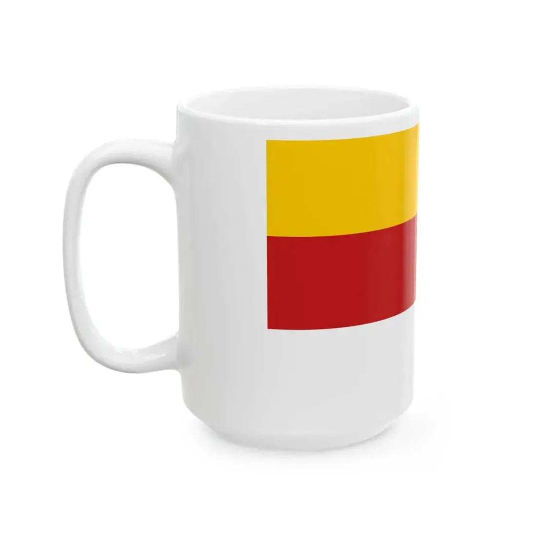 POL powiat kluczborski flag bez herbu (Poland) White Coffee Mug - Go Mug Yourself