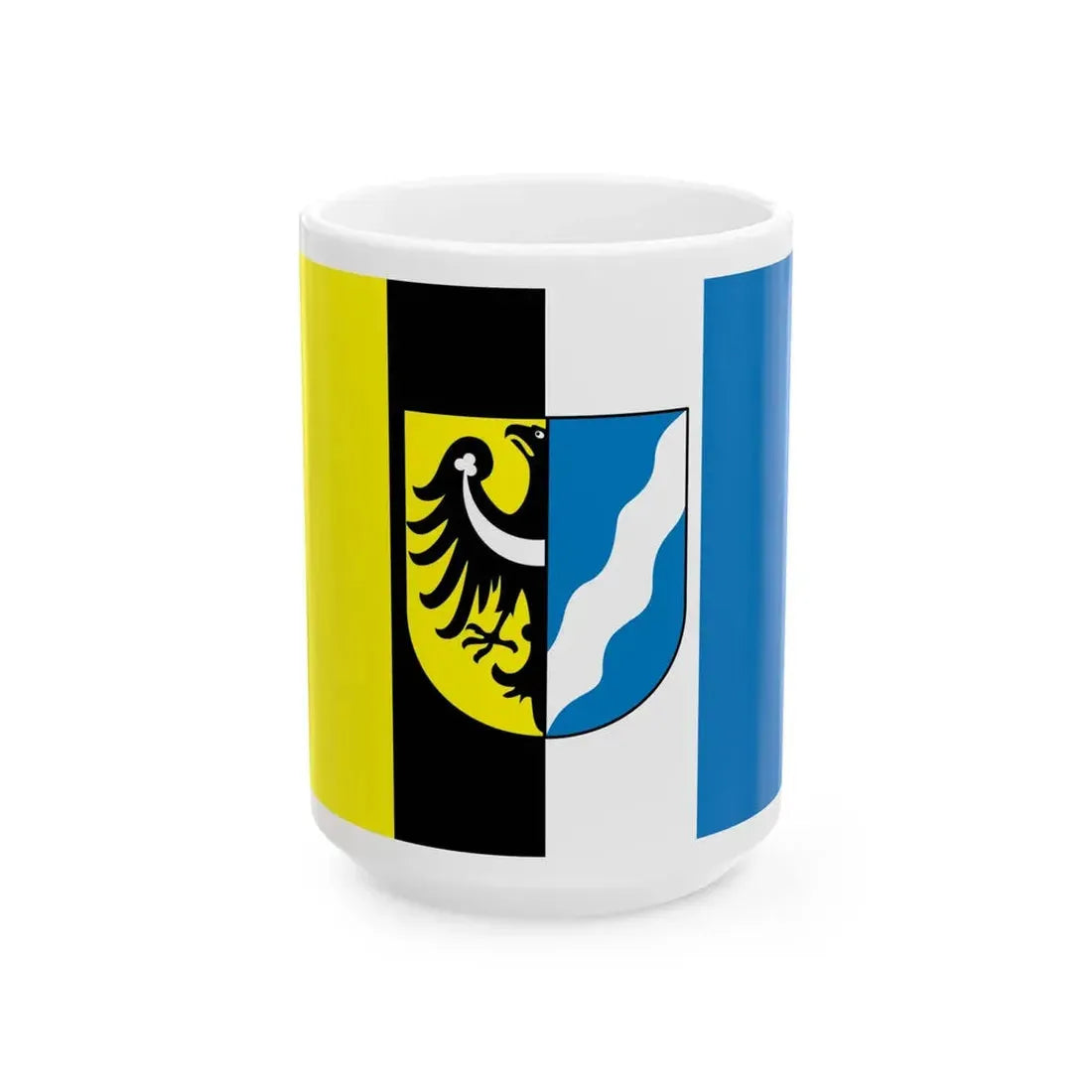 POL powiat nowosolski flag with arms (Poland) White Coffee Mug 15oz - Go Mug Yourself