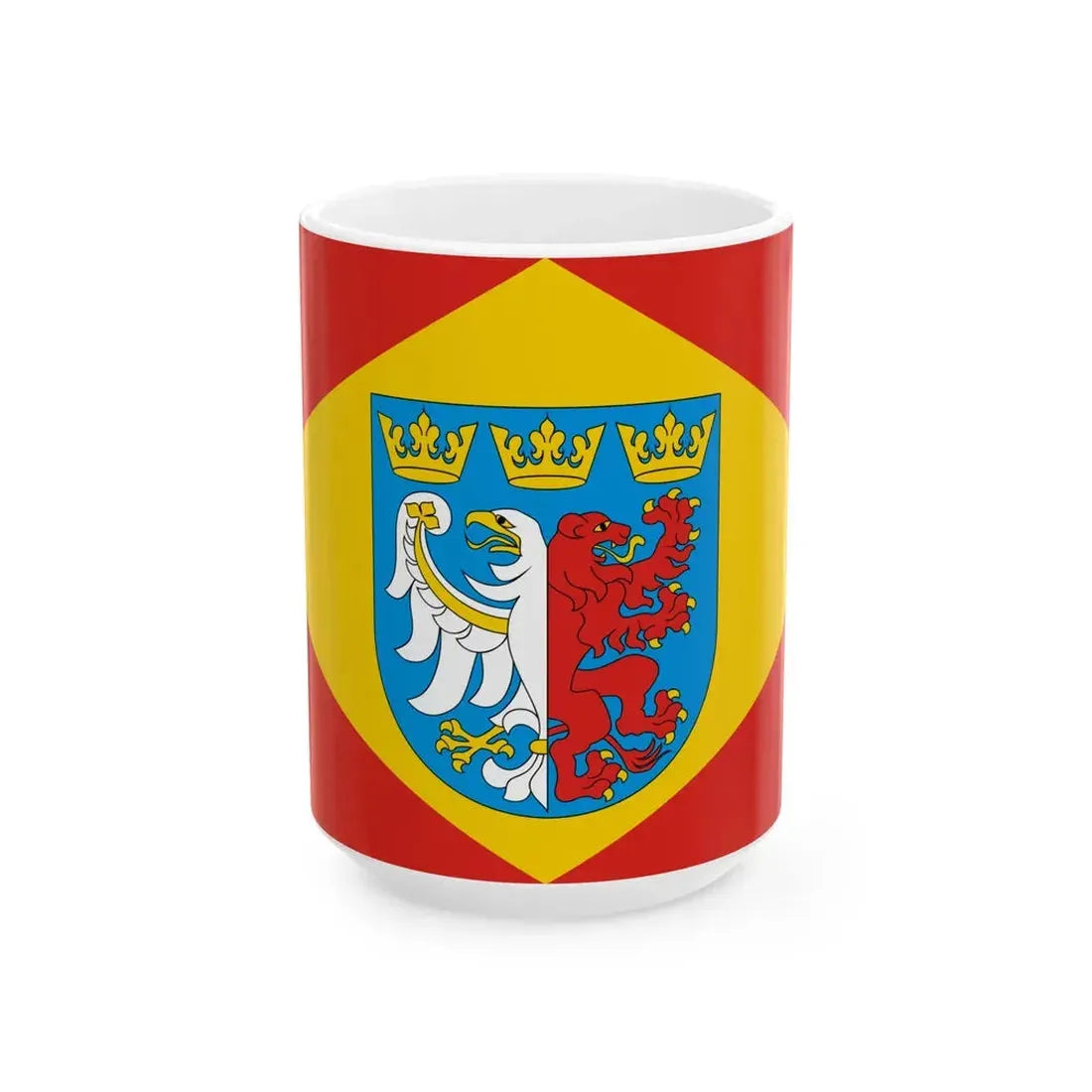 POL powiat pabianicki flag 1 (Poland) White Coffee Mug 15oz - Go Mug Yourself