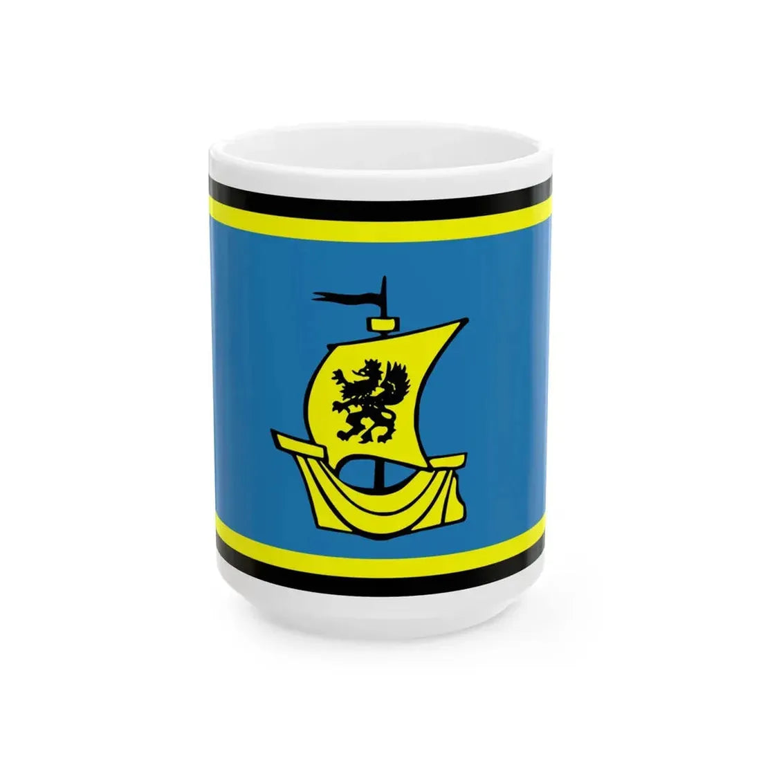 POL powiat pucki flag (Poland) White Coffee Mug 15oz - Go Mug Yourself