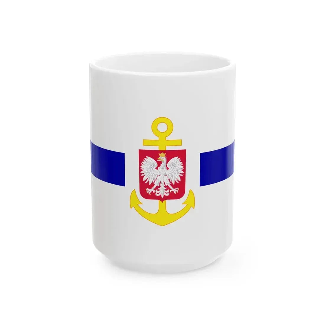POL service flag blue (Poland) White Coffee Mug 15oz - Go Mug Yourself