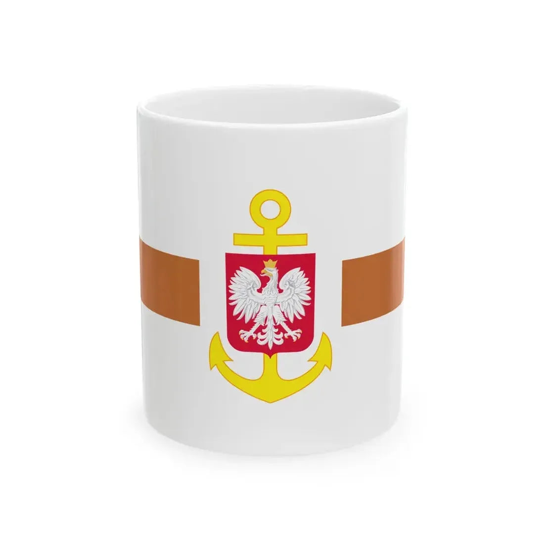POL service flag brown (Poland) White Coffee Mug 11oz - Go Mug Yourself