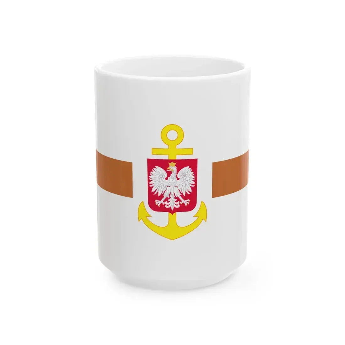 POL service flag brown (Poland) White Coffee Mug 15oz - Go Mug Yourself