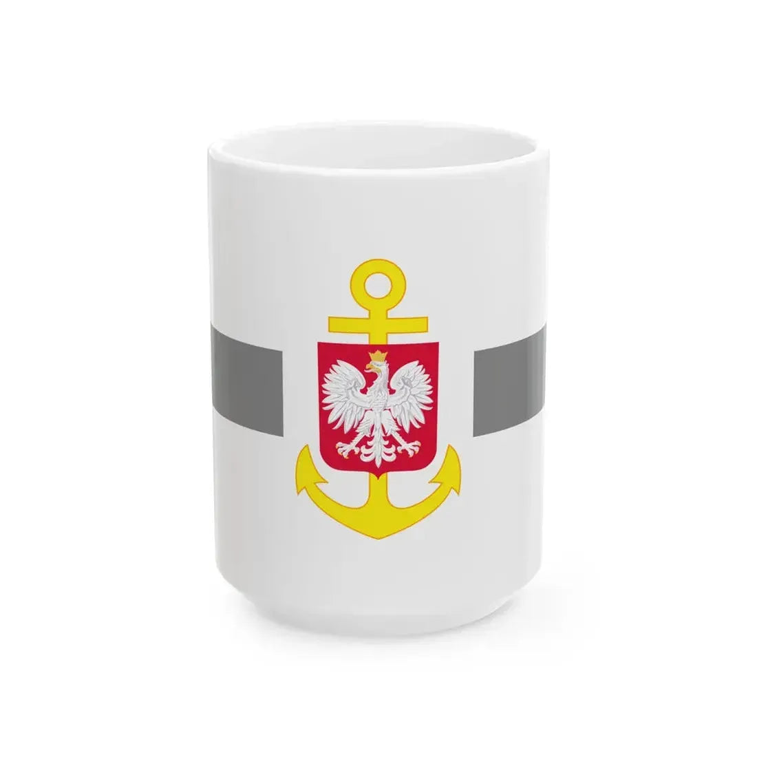 POL service flag grey (Poland) White Coffee Mug 15oz - Go Mug Yourself