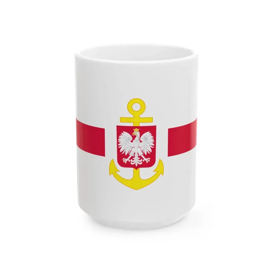 POL service flag red (Poland) White Coffee Mug 15oz - Go Mug Yourself