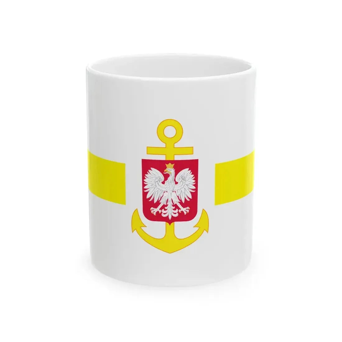 POL service flag yellow (Poland) White Coffee Mug 11oz - Go Mug Yourself