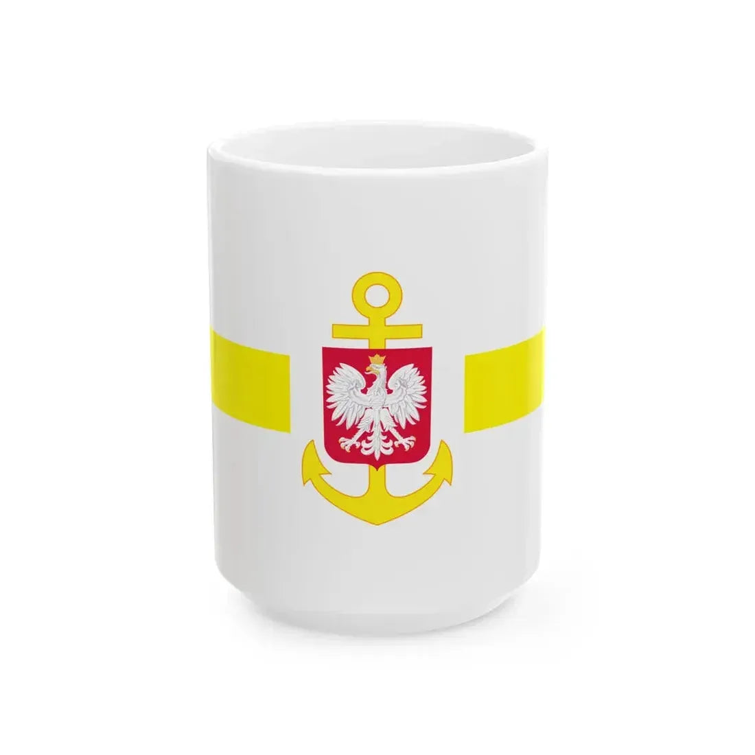 POL service flag yellow (Poland) White Coffee Mug 15oz - Go Mug Yourself