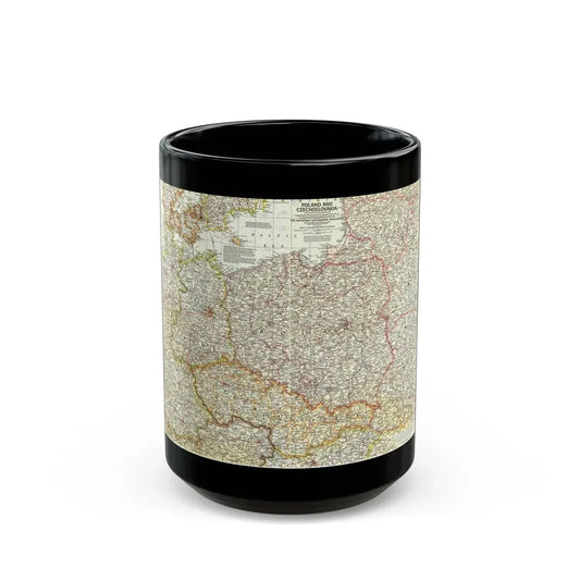 Poland and Czechoslovakia (1958) (Map) Black Coffee Mug 15oz - Go Mug Yourself