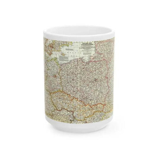 Poland and Czechoslovakia (1958) (Map) White Coffee Mug 15oz - Go Mug Yourself