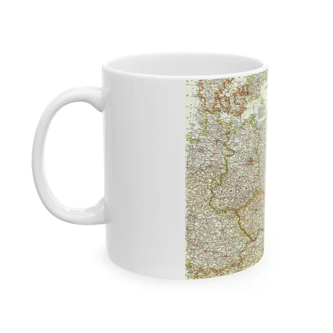 Poland and Czechoslovakia (1958) (Map) White Coffee Mug - Go Mug Yourself
