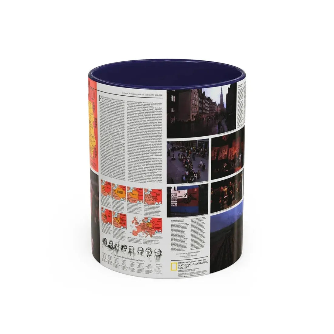 Poland - The Face and Faith 1 (1982) (Map) Accent Coffee Mug 11oz Navy - Go Mug Yourself
