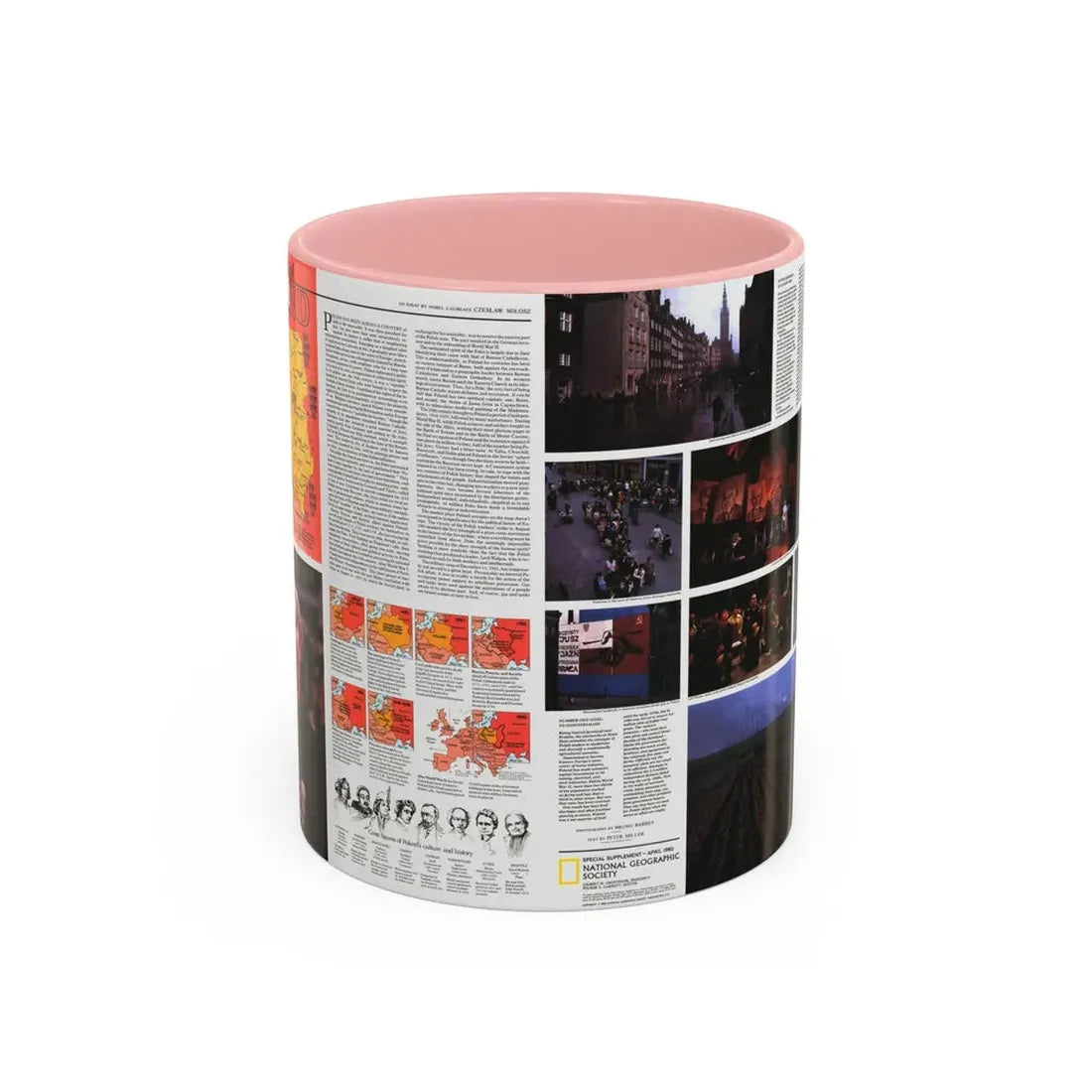 Poland - The Face and Faith 1 (1982) (Map) Accent Coffee Mug 11oz Pink - Go Mug Yourself