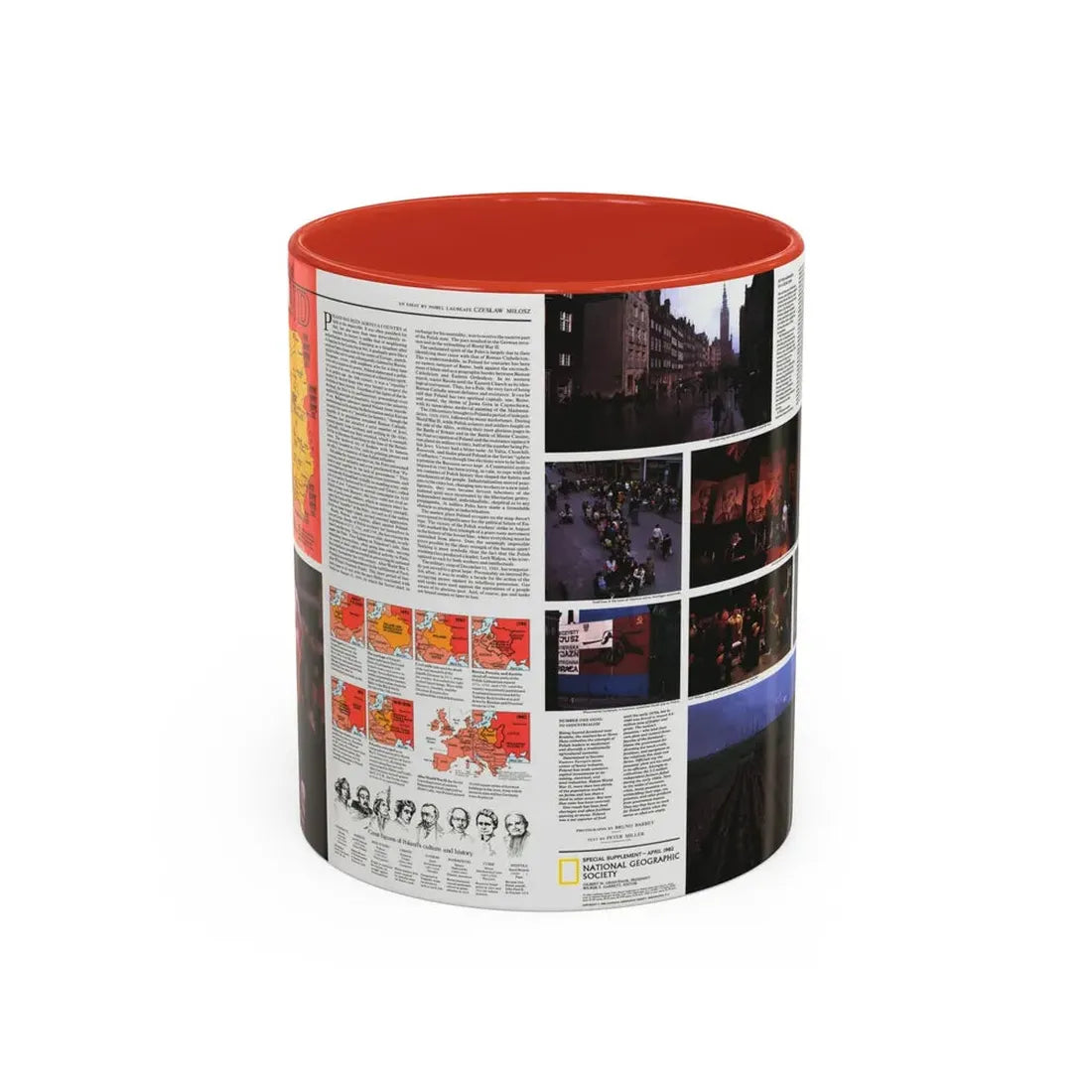 Poland - The Face and Faith 1 (1982) (Map) Accent Coffee Mug 11oz Red - Go Mug Yourself