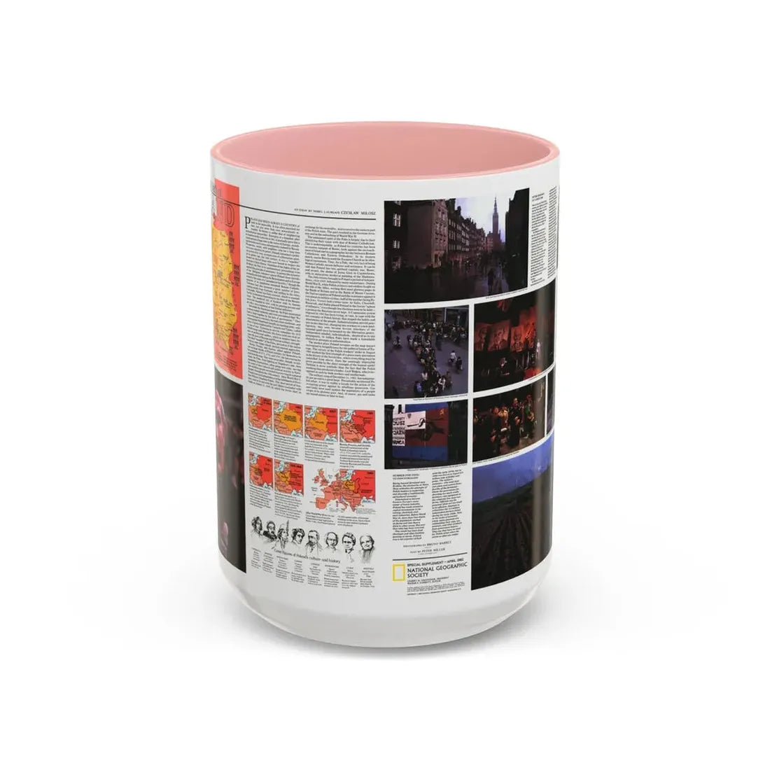 Poland - The Face and Faith 1 (1982) (Map) Accent Coffee Mug 15oz Pink - Go Mug Yourself