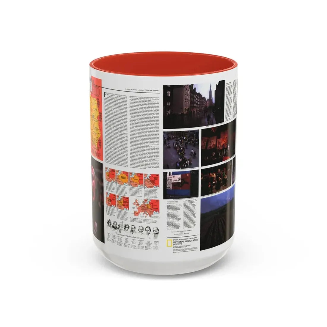 Poland - The Face and Faith 1 (1982) (Map) Accent Coffee Mug 15oz Red - Go Mug Yourself
