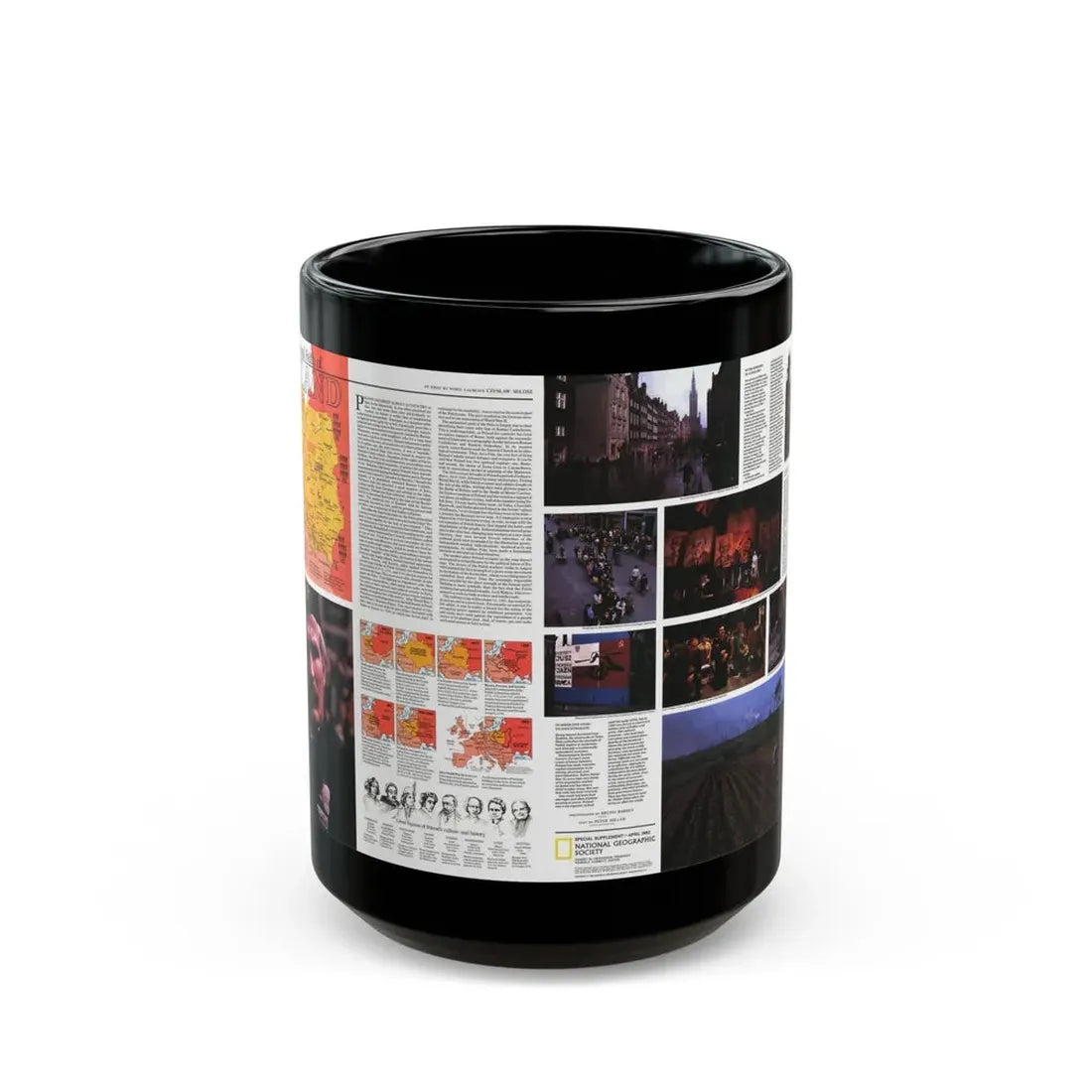 Poland - The Face and Faith 1 (1982) (Map) Black Coffee Mug 15oz - Go Mug Yourself