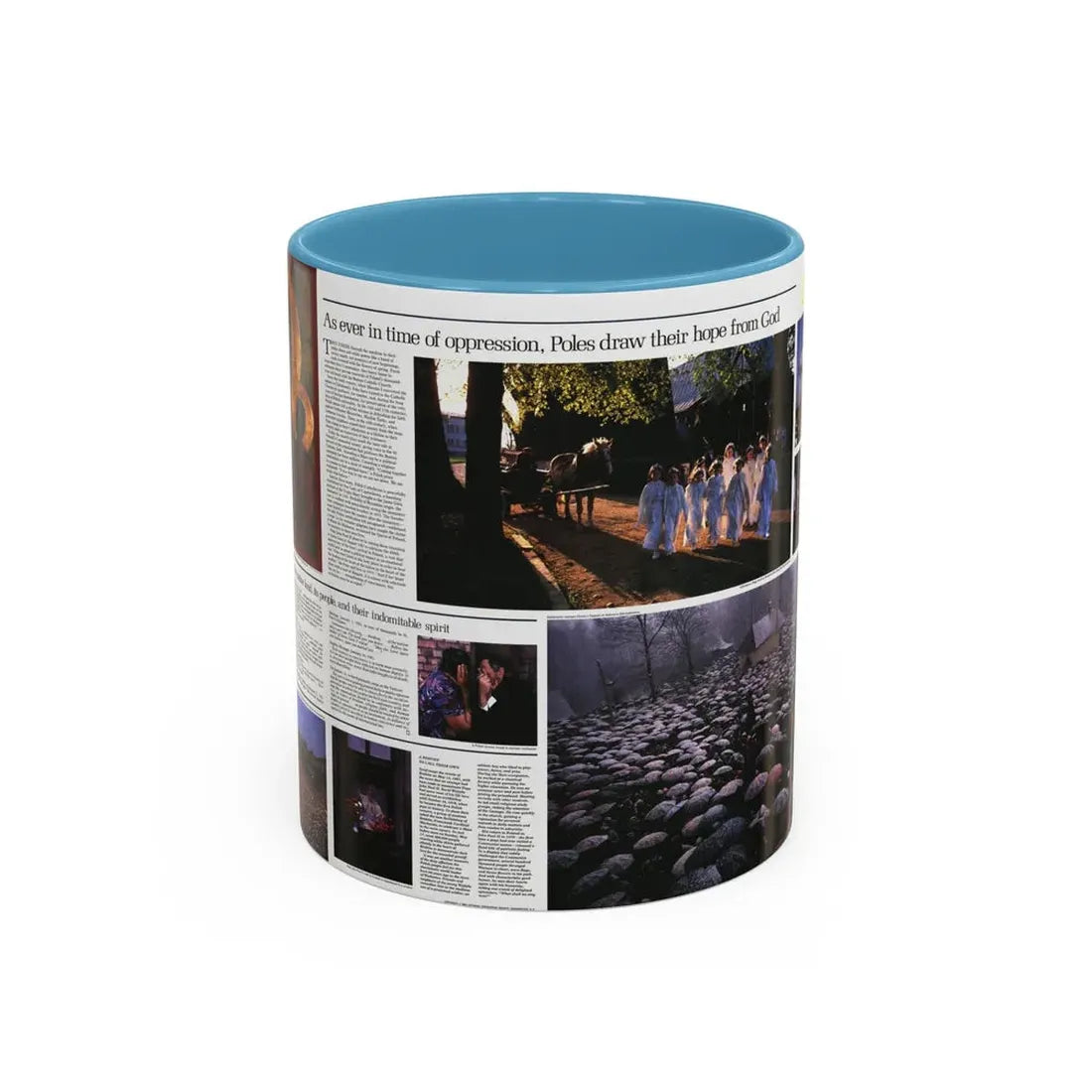 Poland - The Face and Faith 2 (1982) (Map) Accent Coffee Mug 11oz Light Blue - Go Mug Yourself