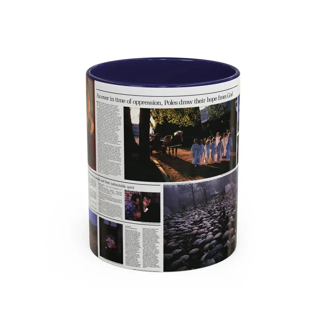 Poland - The Face and Faith 2 (1982) (Map) Accent Coffee Mug 11oz Navy - Go Mug Yourself